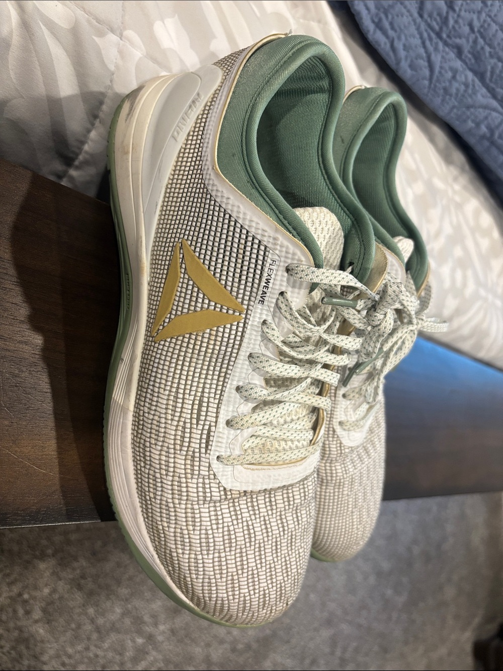 Reebok Women's 10 CrossFit Mint Green and Gold Knit crossTraining Sneakers
